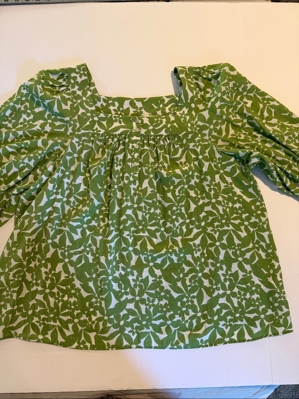 LC Lauren Conrad Women’s Green Floral Square Neck Blouse, Size XLP